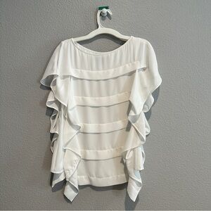 Banana Republic white tiered ruffle blouse
